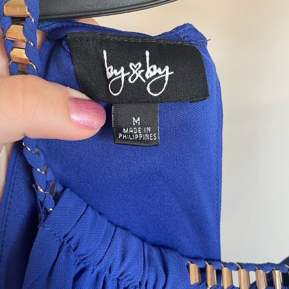 Blue Dress with Gold Top Size M - Picture 2 of 4